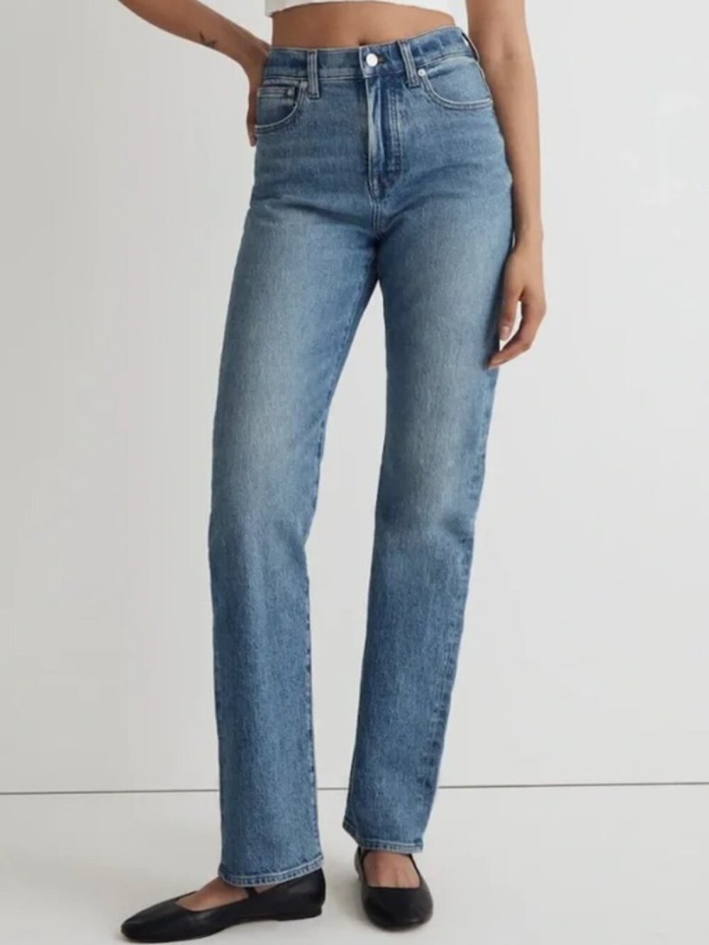 MADEWELL THE 90s STRAIGHT JEANS HIGH RISE Y2K VINTAGE WASH STRETCH DENIM sz 24